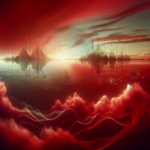 alt_text: Abstract scene with red skies and muffled voices, symbolizing a crisis of content and context.