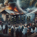 alt_text: Firefighters quickly extinguish a shed fire, smoke billowing, as onlookers watch nearby.