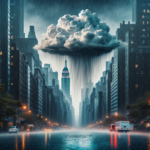 alt_text: "Local news predicts a rainy weekend in NYC; expect showers and possible thunderstorms."