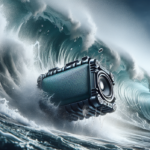 alt_text: JBL speaker withstands ocean waves, showcasing its durability and cutting-edge technology.